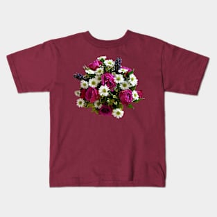 Roses - California Roses and Monte Casino White Asters Kids T-Shirt